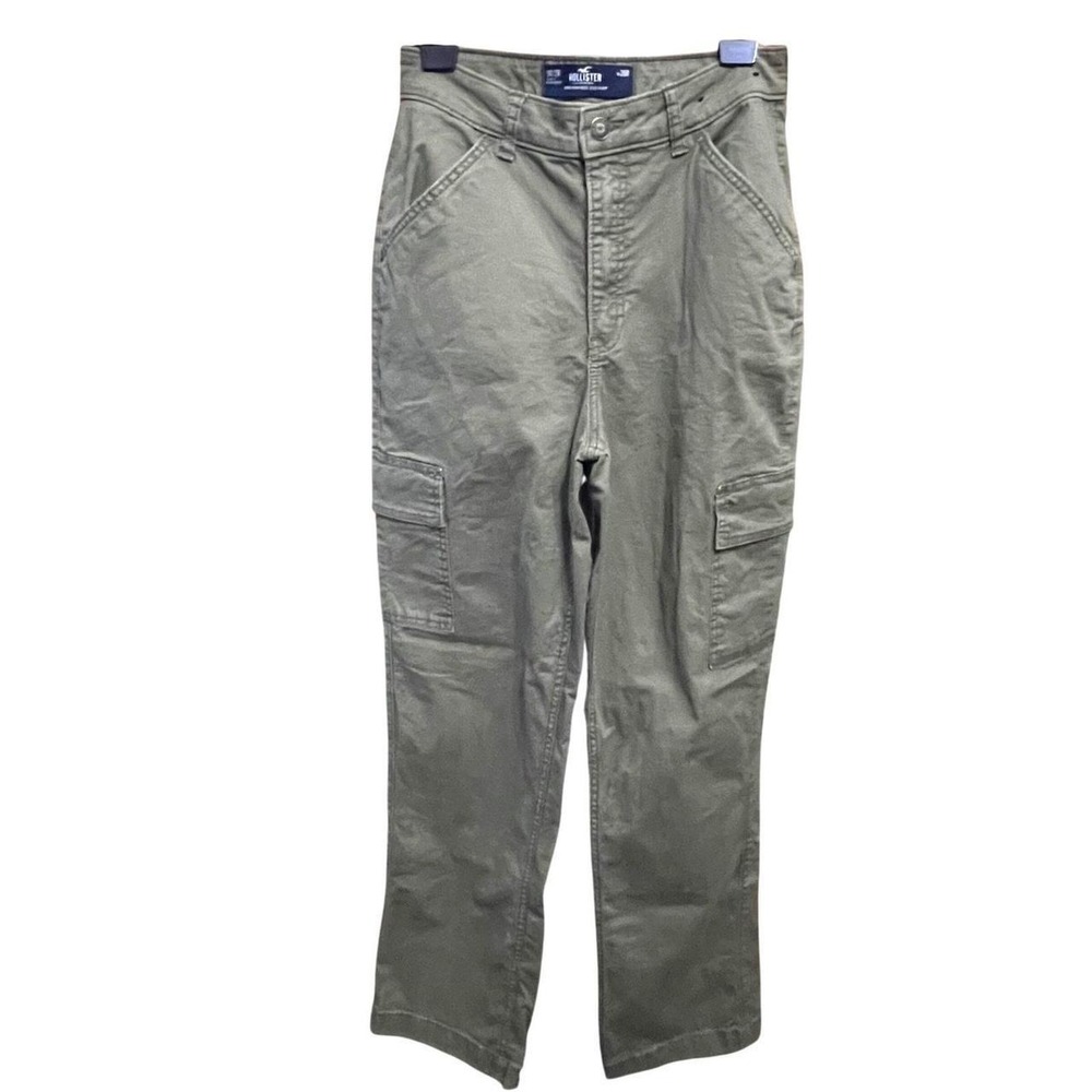 Hollister Ultra High-Rise Dad Pant Olive‎ Green Twill Cargo Pants Womens 3R 26